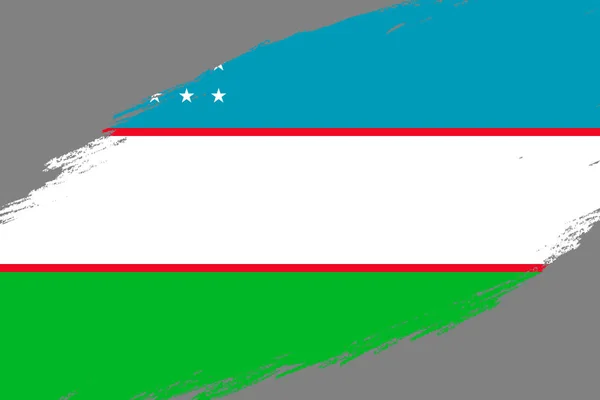Brush Stroke Background Grunge Styled Flag Uzbekistan — Stock Vector