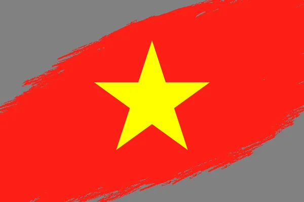 Štětec Pozadí Tahu Grunge Stylem Vietnamská Vlajka — Stockový vektor