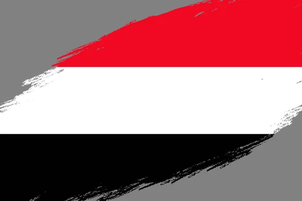 Yemen Bayrağı Ile Grunge Fırça Konturu Arka Plan Tarz — Stok Vektör