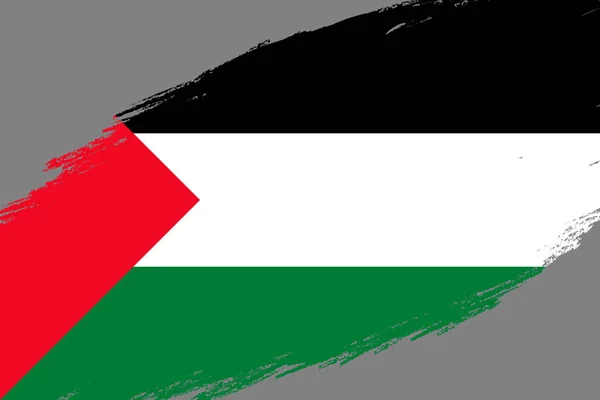 Brush Stroke Bakgrund Med Grunge Stil Flagga Palestina — Stock vektor