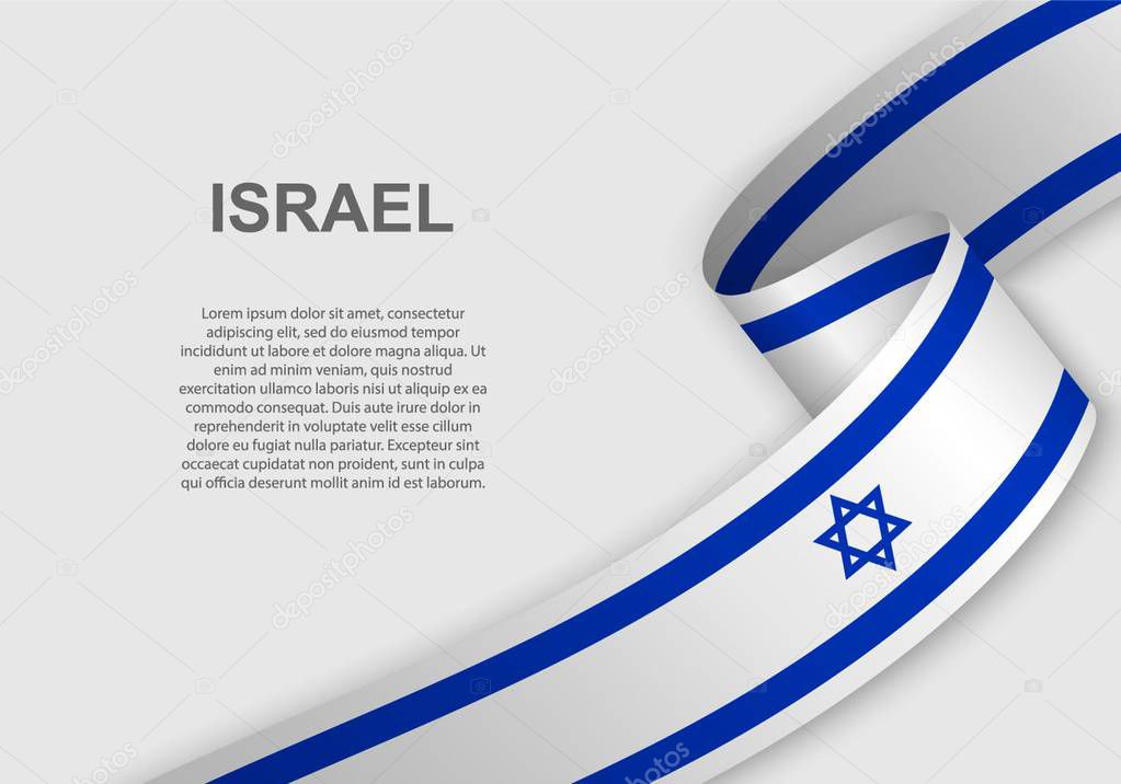 waving flag of Israel. Template for independence day. vector illustration