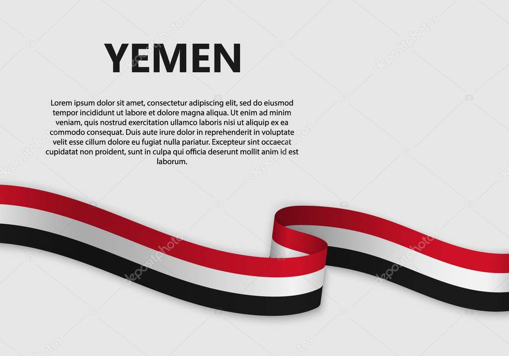 Waving Flag of Yemen, vector illustration