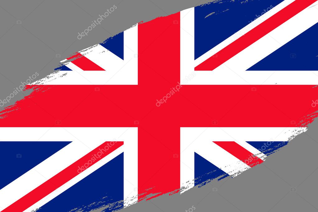 Brush stroke background with Grunge styled flag of United Kingdom
