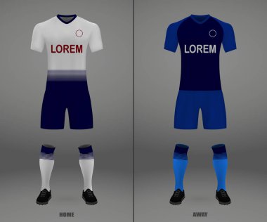 futbol takımı Tottenham Hotspur 2018-19, futbol forma gömlek şablonu. Vektör çizim