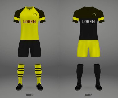 futbol takımı Borussia Dortmund 2018-19, futbol forma gömlek şablonu. Vektör çizim