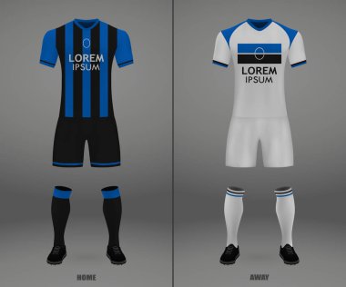 futbol takımı Atalanta Bergamo 2018-19, futbol forma gömlek şablonu. Vektör çizim