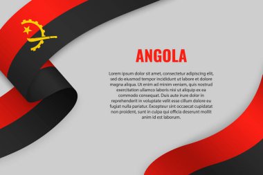 Şerit veya afiş ile Angola bayrağı sallayarak. Afiş tasarımı için şablon
