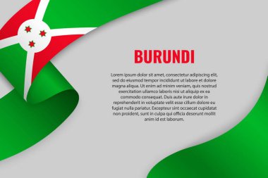 Şerit veya afiş ile Burundi bayrağı sallayarak. Afiş tasarımı için şablon