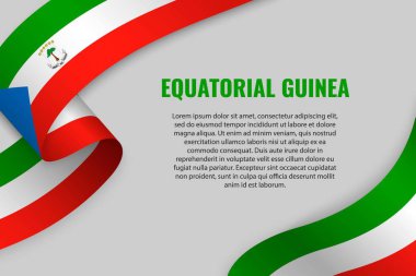 Şerit veya afiş ile Ekvator Ginesi Cumhuriyeti bayrağı sallayarak. Afiş tasarımı için şablon