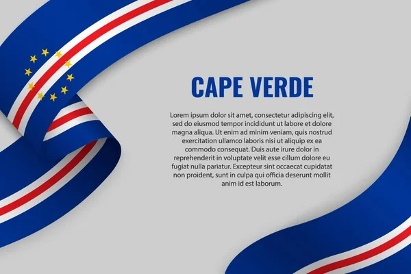 Ruban Bannière Avec Drapeau Cap Vert Modèle Pour Conception Affiches — Image vectorielle