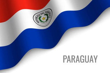 boşaltmak ile Paraguay bayrak sallıyor. Broşür şablonu. vektör çizim