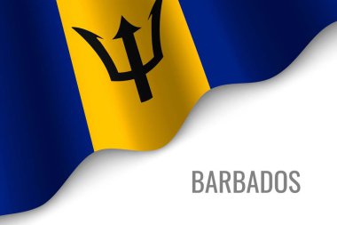 Barbados bayrağı ile boşaltmak sallayarak. Broşür şablonu. vektör çizim