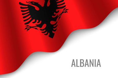 boşaltmak ile Arnavutluk bayrağı sallayarak. Broşür şablonu. vektör çizim