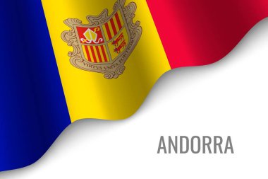 Andorra bayrağı ile boşaltmak sallayarak. Broşür şablonu. vektör çizim