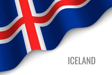 boşaltmak ile İzlanda'nın bayrak sallıyor. Broşür şablonu. vektör çizim