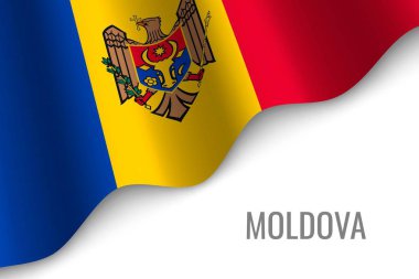 boşaltmak ile Moldova bayrağı sallayarak. Broşür şablonu. vektör çizim