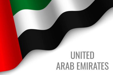 Birleşik Arap Emirlikleri bayrağı ile boşaltmak sallayarak. Broşür şablonu. vektör çizim