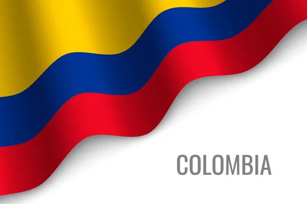 Ondeando Bandera Colombia Con Copyspace Plantilla Para Folleto Ilustración Vectorial — Archivo Imágenes Vectoriales