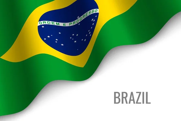 Wapperende Vlag Van Brazilië Met Copyspace Sjabloon Voor Brochure Vectorillustratie — Stockvector