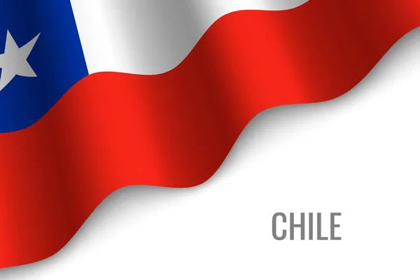 Melambaikan Bendera Chile Dengan Hak Cipta Templat Untuk Brosur Ilustrasi - Stok Vektor