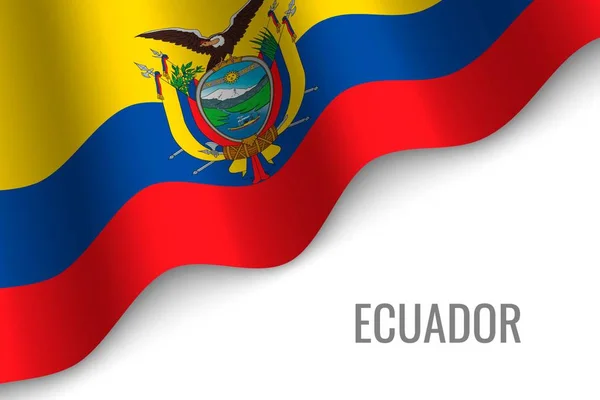 Wapperende Vlag Van Ecuador Met Copyspace Sjabloon Voor Brochure Vectorillustratie — Stockvector