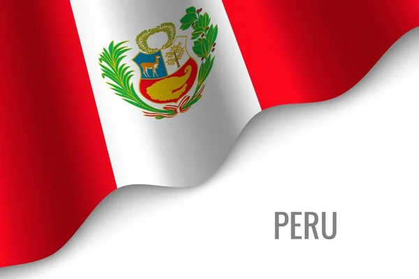 Ondeando Bandera Perú Con Copyspace Plantilla Para Folleto Ilustración Vectorial — Vector de stock