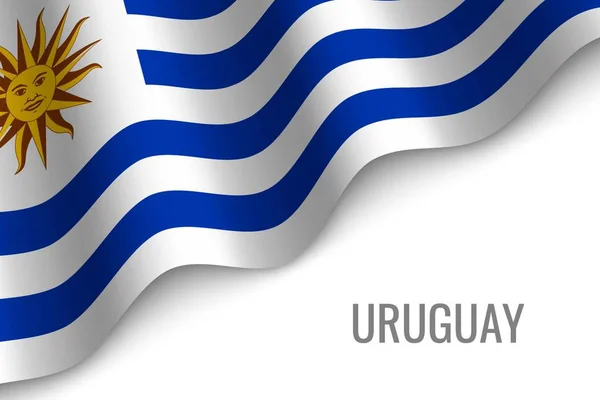 挥舞着 Copyspace 的乌拉圭国旗 小册子模板 向量例证 — 图库矢量图片