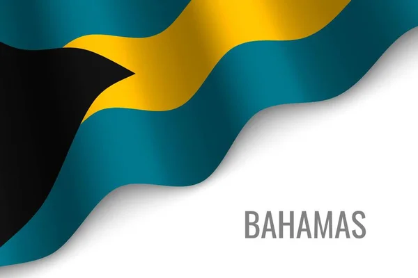 Sventolando Bandiera Delle Bahamas Con Copyspace Modello Brochure Illustrazione Vettoriale — Vettoriale Stock