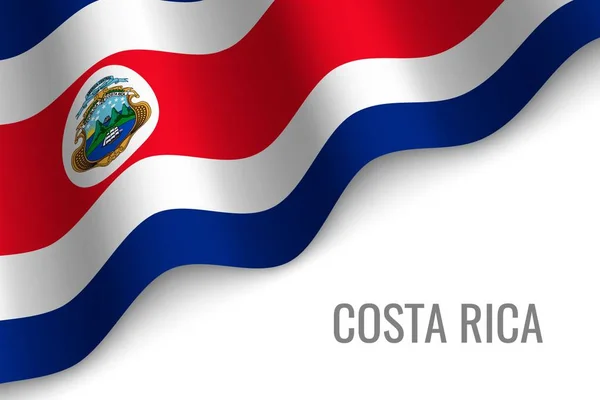 Wapperende Vlag Van Costa Rica Met Copyspace Sjabloon Voor Brochure — Stockvector