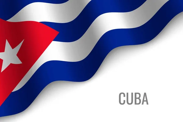 Ondeando Bandera Cuba Con Copyspace Plantilla Para Folleto Ilustración Vectorial — Vector de stock