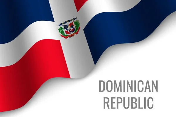 Acenando Bandeira República Dominicana Com Copyspace Modelo Para Brochura Ilustração —  Vetores de Stock