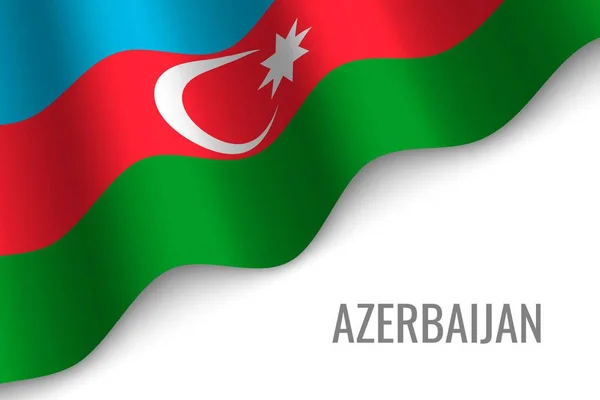 Ondeando Bandera Azerbaiyán Con Copyspace Plantilla Para Folleto Ilustración Vectorial — Vector de stock