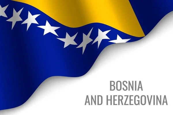 Agitando Bandeira Bósnia Herzegovina Com Copyspace Modelo Para Brochura Ilustração —  Vetores de Stock