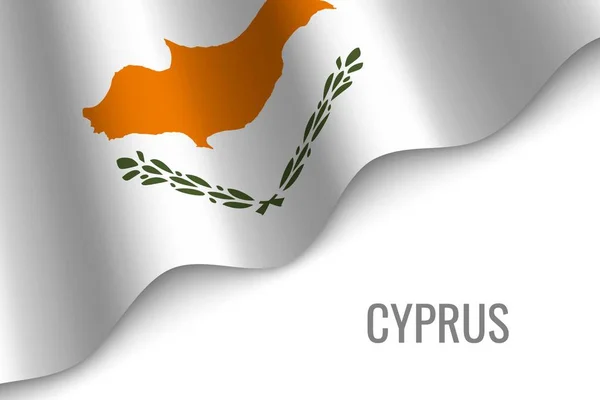 Acenando Bandeira Chipre Com Copyspace Modelo Para Brochura Ilustração Vetorial —  Vetores de Stock