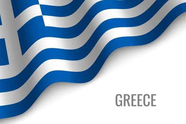 Ondeando Bandera Grecia Con Copyspace Plantilla Para Folleto Ilustración Vectorial — Archivo Imágenes Vectoriales