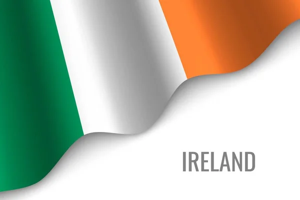 Acenando Bandeira Irlanda Com Copyspace Modelo Para Brochura Ilustração Vetorial —  Vetores de Stock