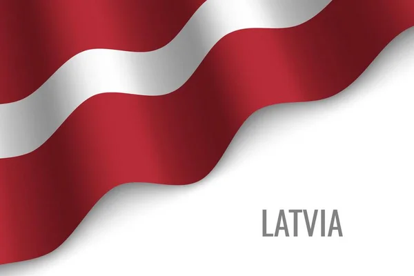 Acenando Bandeira Letônia Com Copyspace Modelo Para Brochura Ilustração Vetorial — Vetor de Stock