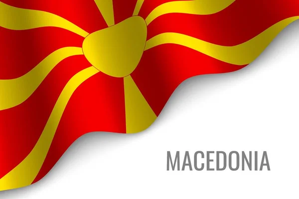 Flagge Mazedoniens Mit Kopierraum Schwenkend Vorlage Für Broschüre Vektorillustration — Stockvektor
