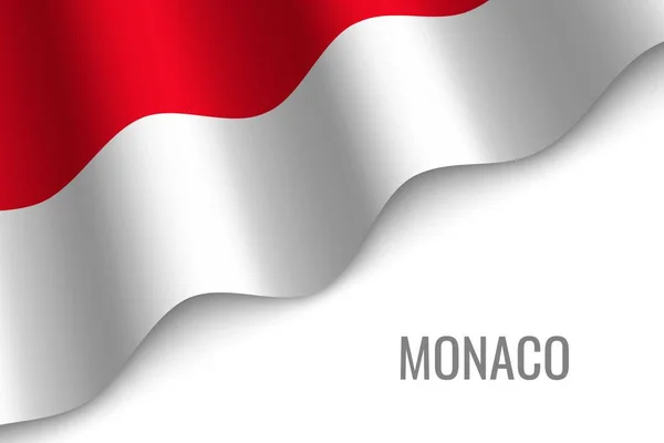 Ondeando Bandera Mónaco Con Copyspace Plantilla Para Folleto Ilustración Vectorial — Archivo Imágenes Vectoriales