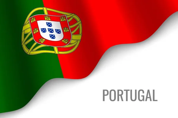 Sventolando Bandiera Del Portogallo Con Copyspace Modello Brochure Illustrazione Vettoriale — Vettoriale Stock