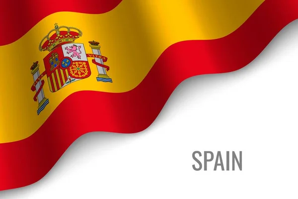 Ondeando Bandera España Con Copyspace Plantilla Para Folleto Ilustración Vectorial — Archivo Imágenes Vectoriales