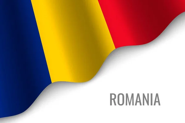 Sventolando Bandiera Della Romania Con Copyspace Modello Brochure Illustrazione Vettoriale — Vettoriale Stock