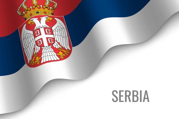 Ondeando Bandera Serbia Con Copyspace Plantilla Para Folleto Ilustración Vectorial — Archivo Imágenes Vectoriales