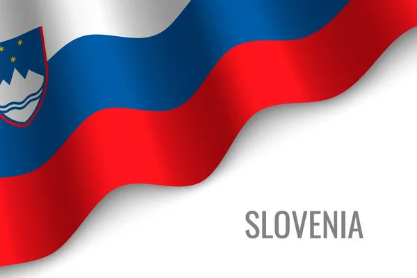 Acenando Bandeira Eslovénia Com Copyspace Modelo Para Brochura Ilustração Vetorial —  Vetores de Stock
