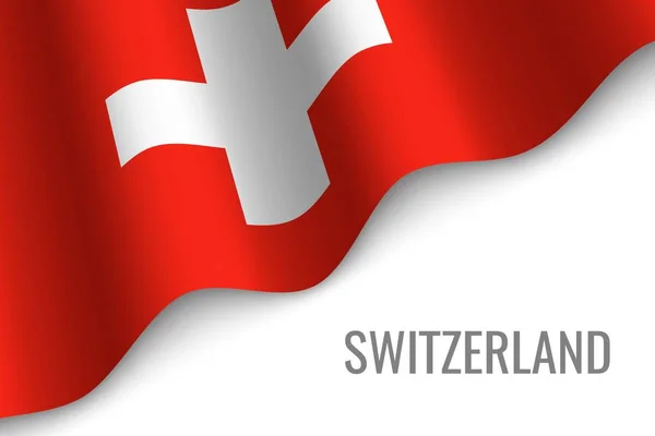 Flagge Der Schweiz Mit Copyspace Schwenkend Vorlage Für Broschüre Vektorillustration — Stockvektor