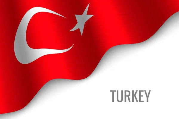 Viftande Flagga Turkiet Med Copyspace Mall För Broschyr Vektorillustration — Stock vektor