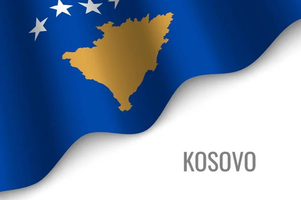 Viftande Flagga Kosovo Med Copyspace Mall För Broschyr Vektorillustration — Stock vektor