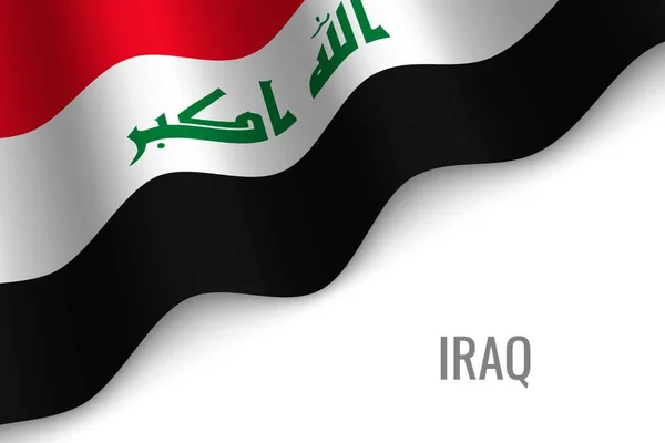 Sventolando Bandiera Dell Iraq Con Copyspace Modello Brochure Illustrazione Vettoriale — Vettoriale Stock