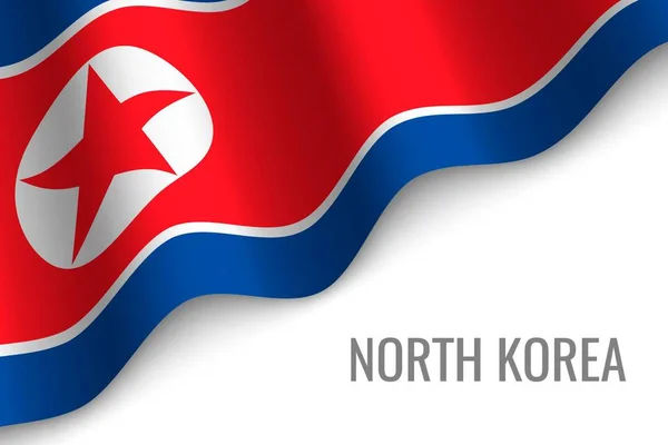 Размахивая Флагом Северной Кореи Копирайтом Шаблон Брошюры Векторная Иллюстрация — стоковый вектор