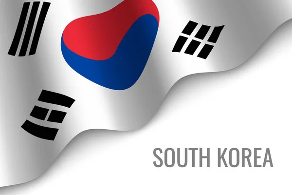 Wapperende Vlag Van Zuid Korea Met Copyspace Sjabloon Voor Brochure — Stockvector